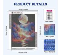 (As show, One size) Moon Full 5D Diamond Painting,Diamond Painting Landscapes Diamond Painting Dot,DIY Diamond Painting Landscapes Kit for Adult,Wall Art Decor 30x40cm