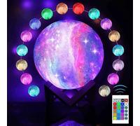(As show, One size) Moon Lamp Lava Lamp Night Light Galaxy Lamp16 Led Colors With Wooden Stand & Remote/touch Control And Usb Rechargeable Gifts For Girls Boys