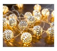 (As show, One size) Moroccan Led String Lights - 5m Total Length 30 Warm White Leds | Light Garland | Moroccan Oriental Style Silver Ball