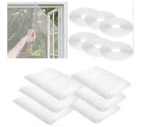 (As show, One size) Mosquito Net Window Ambolio 6PCS Mosquito Nets for Windows Canvas Mosquito Netting Insect Screen for Office Home with 6 Rolls of Self Adhesive Strips