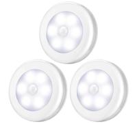 (As show, One size) Motion Sensor Light, 3 Pack Stick-On Cabinet Night Light, Battery Powered Stair Lights with Adhesive Pads, Under Cabinet Lights, White