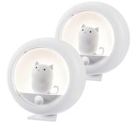 (As show, One size) Motion Sensor Night Light (2 Pack), USB Rechargeable Stick-On/Stand LED Lights, Warm White Lights with Magnetic Patch Stick-On Wardrobe, Cabinet, Kitc