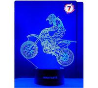 (As show, One size) Motocross 3D Lamp Gifts for Boys Girls Room, Dirt Bike Decor Toys Night Light Bedside Gifts for Kids Baby, 7 Colors Changing Nightlight with Bat