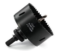 (As show, One size) MSBD 92mm HSS M42 Bi-Metal High Speed Steel Hole Saw with Hex Shank and Drill Bit for Wood, Drywall and Sheet Metal, Black