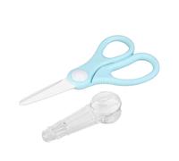 (As show, One size) Multi-Purpose Ceramic Kitchen Scissors Baby Food Scissors Kitchen Utensils Pizza Scissors (Blue)