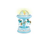 (As show, One size) Music Box Carousel Gift Projection Lamp Christmas Wedding Birthday Gift Decoration Christmas Gift (Blue)
