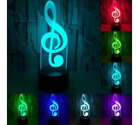 (As show, One size) Music Note Home Bedroom Party Decor Atmosphere Lamp 7 Color Change 3D LED Night Light Baby Bedside Sleeping Table Lamp for Music Lovers Christma