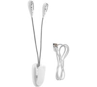 (As show, One size) Music Stand Lamp, White Clip on LED Book Lights, USB and AAA Battery Operated, Reading Lamp in Bed, 4 Brightness Levels