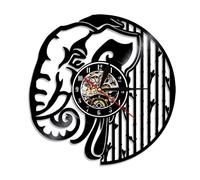 (As show, One size) Music Vinyl Record Wall Clock - Elephant Trunk Vinyl Wall Clock - Vinyl Clock - Living Room Wall Decor - Unique Gifts for Music Lover