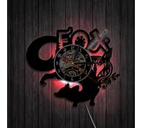 (As show, One size) Music Vinyl Record Wall Clock -Fox Pattern LED Light Wall Clock -Vinyl Clock -Living Room Wall Decor - Unique Gifts for Music Lover