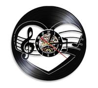 (As show, One size) Music Vinyl Record Wall Clock -Music Notes Vinyl Wall Clock - Vinyl Clock - Living Room Wall Decor - Unique Gifts for Music Lover