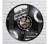 (As show, One size) Music Vinyl Record Wall Clock -Musical Instrument Notes Vinyl CdWall Clock - Vinyl Clock - Living Room Wall Decor - Unique Gifts for Music Lover