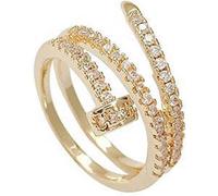 (As show, One size) Nail Ring for Women Girls Cubic Zirconia Rings Delicate Coil Rings KPOP Index Finger Ring Gold Nail Forefinger Rings Adjustable Open Rings Birthday Ch