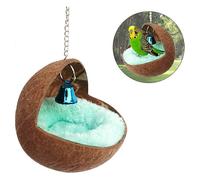 (As show, One size) Natural Coconut Shell Bird Nest for Pet, Parrot, Parakeet, Cockatiel, Conure, Canary, Finch, Dove, Hamster, Rat, Gerbil, Mouse