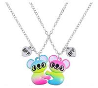 (As show, One size) Neckcely Best Friend Necklace Kids 2 Pcs Set BFF Friendship Magnetic Half Broken Heart Panda Koala Pendant Jewelry Charm for Girls