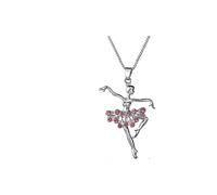 (As show, One size) Necklace with pendant in the shape of a star dancer in silver with crystals, for women