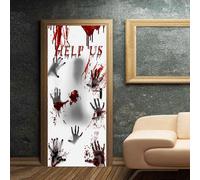 (As show, One size) New Halloween Window Stickers, Large Scary Demons Stickers for Halloween Party Decoration, Bloody Hands and Feet DIY Stickers for Glass Family School(