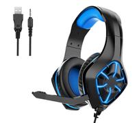(As show, One size) New Headset Wired Gaming Headset Subwoofer Headset Eat Chicken, Double Head Beam Suspended Soft Soft Memory Earmuffs, Surround Sound Wired Headset LED