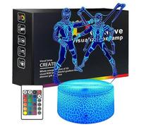 (As show, One size) Night Light for Kids 3D Illusion Lamp Double Superhero Style Bedroom Decor Baby Night Light with Smart Touch 7 Colors & Remote 16 Colors Changin