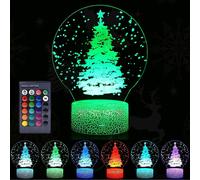 (As show, One size) Night Light for Kids, Remote Control 16 Colors Children 3D Illusion Bedroom Bedside Dimmable Lamp Christmas Tree Toys