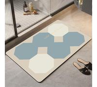 (As show, One size) Non-Slip Diatomite Stone Bath Mat Quick-Drying Bath Mat Polygon Pattern Diatom Shower Mat Absorbent Outdoor Shower Floor Mat