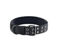 (As show, One size) Nylon Tactical Dog Collar Military Adjustable Training Dog Collar with Metal D Double Ring Buckle(Black-L67cm)