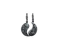 (As show, One size) Obsidian Dragon and Phoenix Yin Yang Pendant Necklaces for Couples