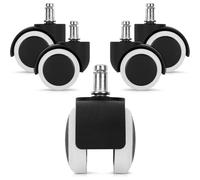 (As show, One size) Office Chair Caster - 5 Pack Armchair Caster Wheel - 11/50mm Replacement Wheel - Silent Seat Leg for Hard Floor - White