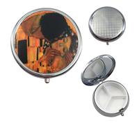 (As show, One size) One (50MM couple) 3-compartment pill box for medicine, portable pill box for pocket or purse, decorative metal pill box, medicine, vitamins, unique gi