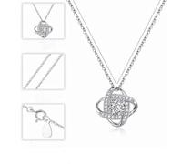 (As show, One size) One piece (silver, length about 40+5cm) four leaf Eternal Star necklace full diamond pendant, mother's day gift