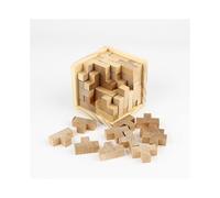 (As show, One size) One set (54 pieces, log color) 3D Wooden Puzzle by. T-shaped puzzle. Educational toy for children and adults. Explore Your Creativity and Your Ability