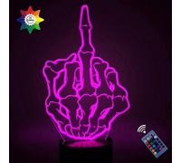 (As show, One size) Optical Illusion 3D Middle Finger Night Light 16 Colors Changing USB Power Remote Control Touch Switch Decor Lamp LED Table Desk Lamp Children Kids Ch