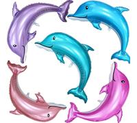 (As show, One size) Other Garden Decorative Large Fish Dolphin Foil Balloons 5pcs Ocean Animal Balloons Fish Foil Balloons Sea Animal Balloons for Kids Birthday Mermaid T
