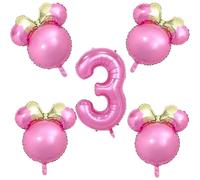 (As show, One size) Other Yard Decor Minnie Themed Birthday Party Decorations Mouse Head Foil Balloons 3rd Baby Girl Balloons Minnie Themed Baby Shower Decorations