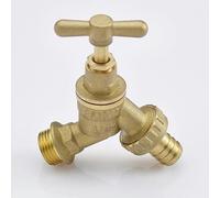 (As show, One size) Outdoor Garden Tap Hose Union Bib Tap 1/2inch with Compression Wallplate Elbow, Through The Wall 15mm Copper Tube (Single Bib Tap)