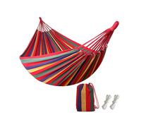 (As show, One size) Outdoor Soft Cotton (red) Brazilian Fabric Hammock Double Width 2 Person Travel Camping Hammock