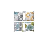 (As show, One size) Pack of 4 Cushion Covers Geometric Pattern Decorative Cushion Cover Cotton Linen Pillowcases (50 x 50 cm, Green Leaf)