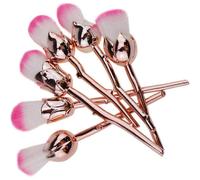 (As show, One size) Pack of 6 Pro Soft Rose Makeup Flower Face Contour Brushes Foundation Powder Blush Gold and Pink Brushes,Blush Face Pinecone Tool