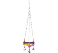 (As show, One size) Parrot Bird Swing Cage Budgie Hanging Toy Natural Wood Bell Parakeets Cockatiels, Conures, Macaws, Parrots, Love Birds, Finches(a)