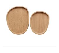 (As show, One size) Pebble Wooden Plate Set 2 Dish Shelf Serving Tray for Aperitif Desserts Eco-Friendly Round Decoration Designc