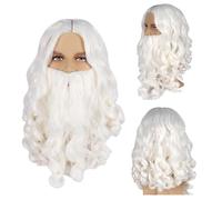 (As show, One size) Perruques et Barbe de Pre Nol Cheveux Perruques Long Blanc Bou ostume Cosplay de Pre Nol Adulte Kit Accessoires de Perruque pour Nol Halloween Dgui