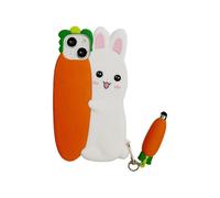 (As show, One size) Phone Cases Apply to iPhone 11,Cute Cartoon Bunny Carrot Phone Case with Carrot Stylus 3D Rabbit Case for Phone Case Soft Silicone Shockproof Cover