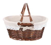 (As show, One size) Picnic Handle Woven Basket Fruits Basket Handled Woven Fruits Storage Basket
