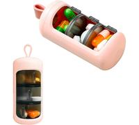 (As show, One size) (pink) 3 Compartment 7 Day Medication Pill Organizer, 3 Times Daily Pill Box Mini Portable Lightproof, Waterproof For Travel