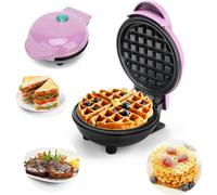 (As show, One size) (Pink)Mini Round Waffle Maker and Pancake Waffle Maker for Christmas Gifts, Mother's Day, Children's Birthdays, Family Parties