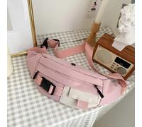 (As show, One size) Pink without pendant Bag women's messenger all-match ins fashion Korean version of the foreign air chest bag girl waist bag women