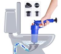 (As show, One size) Piston Toilet Unblocker - Manual High Pressure Pump with 4 Adapters, Drain Cleaning Tool