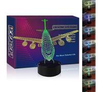 (As show, One size) Plane Night Light LED 3D Illusion USB Airplane Lamp Birthday Gift Aircraft Festival Present for Business Man Baby Boy