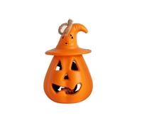 (As show, One size) Plastic Halloween Pumpkin Candle-like Lamp All-saints Day Ornament Halloween Pumpkin Decoration (2pcs-black And Orange)