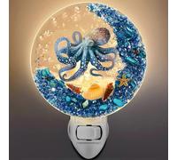 (As show, One size) Plug in Seashell Night Light Ocean Sea Animal Decorative Night Light Plug in Beach Nightlight Vintage Ocean Night Lamps (Octopus)